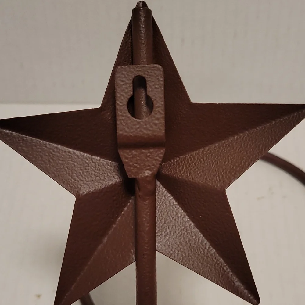 Pair of Primitive Burgundy Star Toilet Paper Holder and Towel Holder